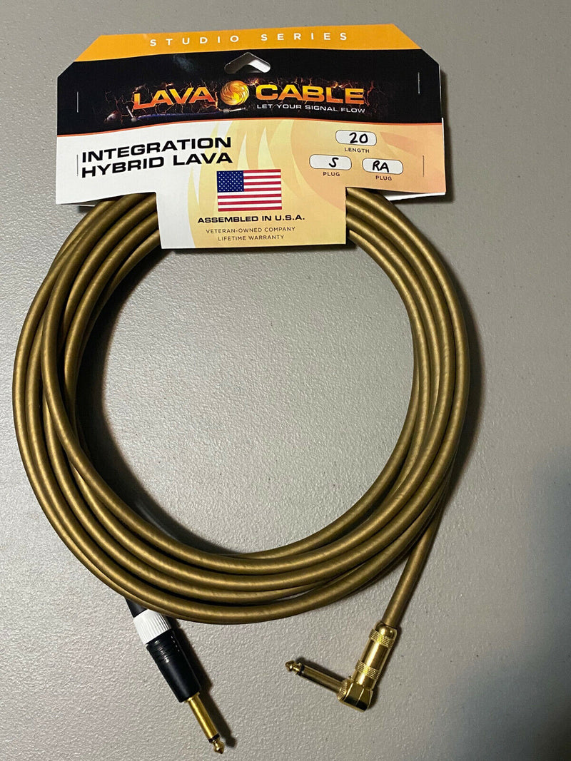 Lava Cable Van Den Hul Hybrid Instrument Cable 20ft Right Angle to Straight