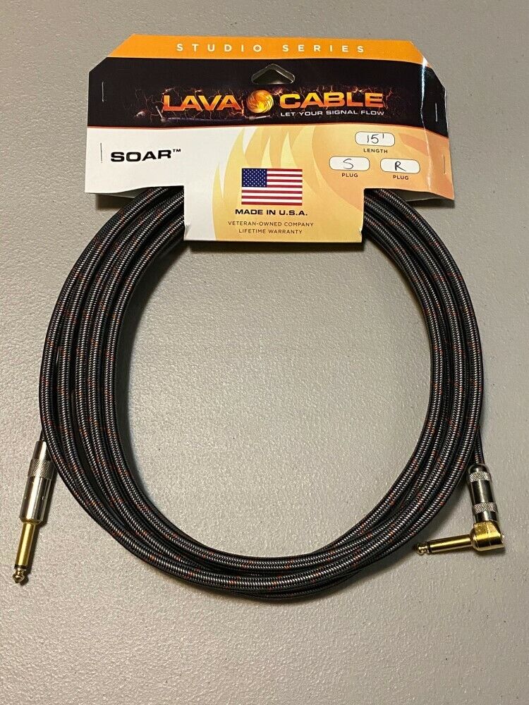 Lava Cable Soar Studio Series Instrument Cable 15' Right Angle to Straight