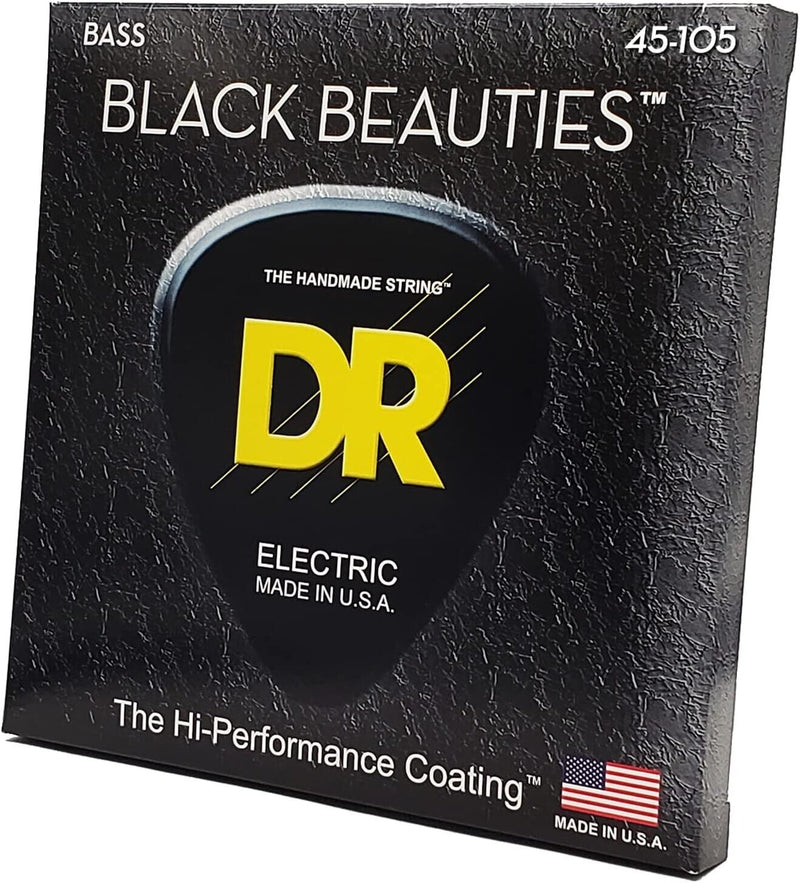 DR Strings Black Beauties-Black Coated Bass Guitar Strings 45-105 (BKB-45)