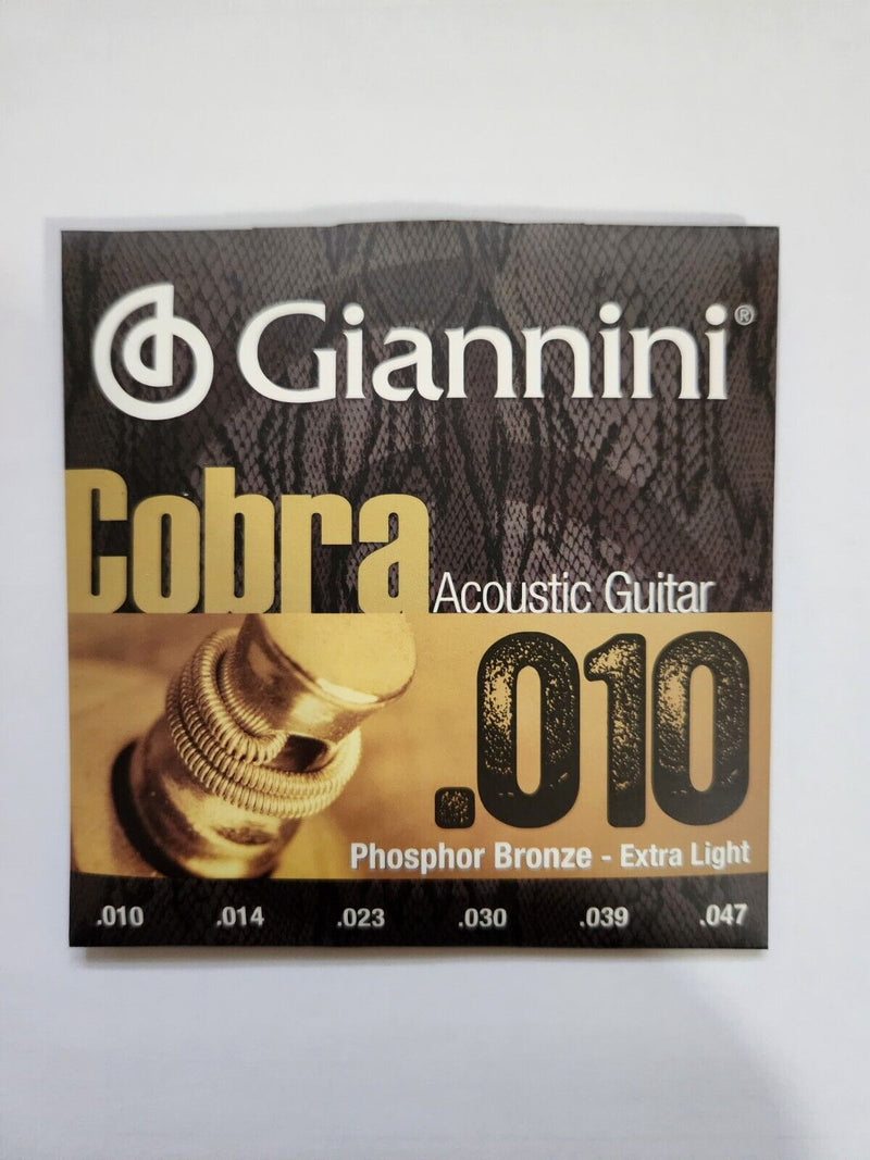 Giannini Cobra Series Phosphor Bronze 6 String Acoustic Guitar Strings .010-.047