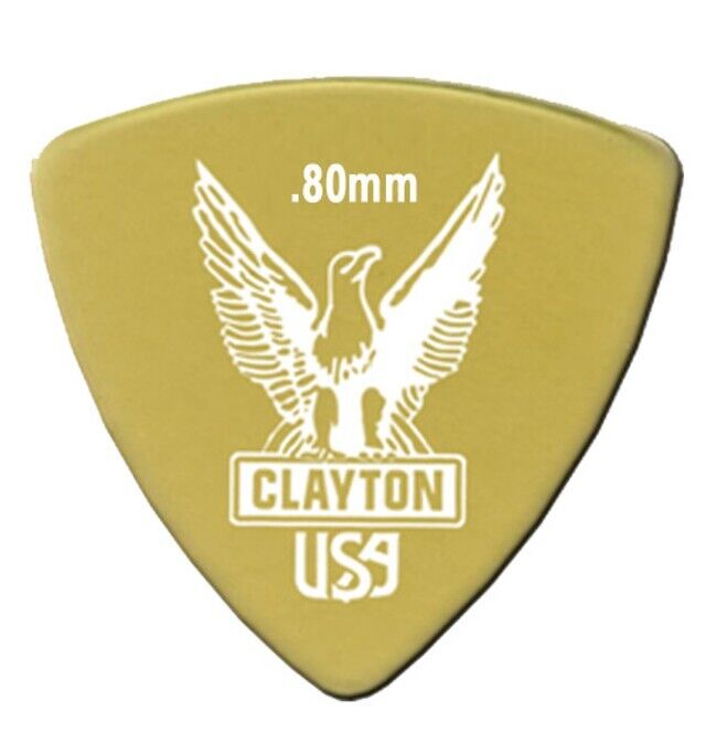 6-Pack Clayton Ultem Gold Rounded Triangle Picks  .80mm
