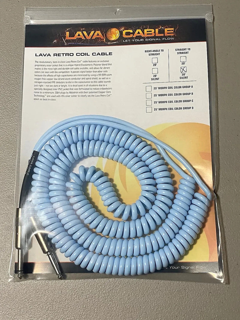 Lava Cable Retro Coil Cable – Silent Plug - Carolina Blue Straight to Straight