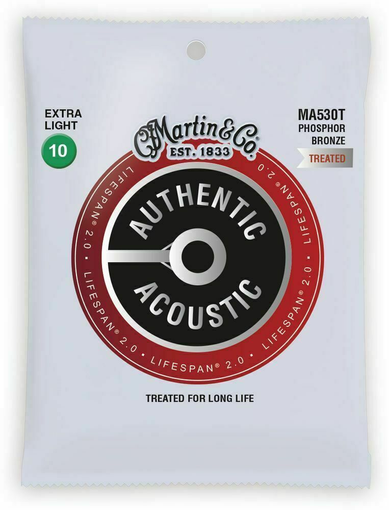 Martin Authentic Acoustic Lifespan Guitar Strings Phosp Bronze  MA530T .010-.047