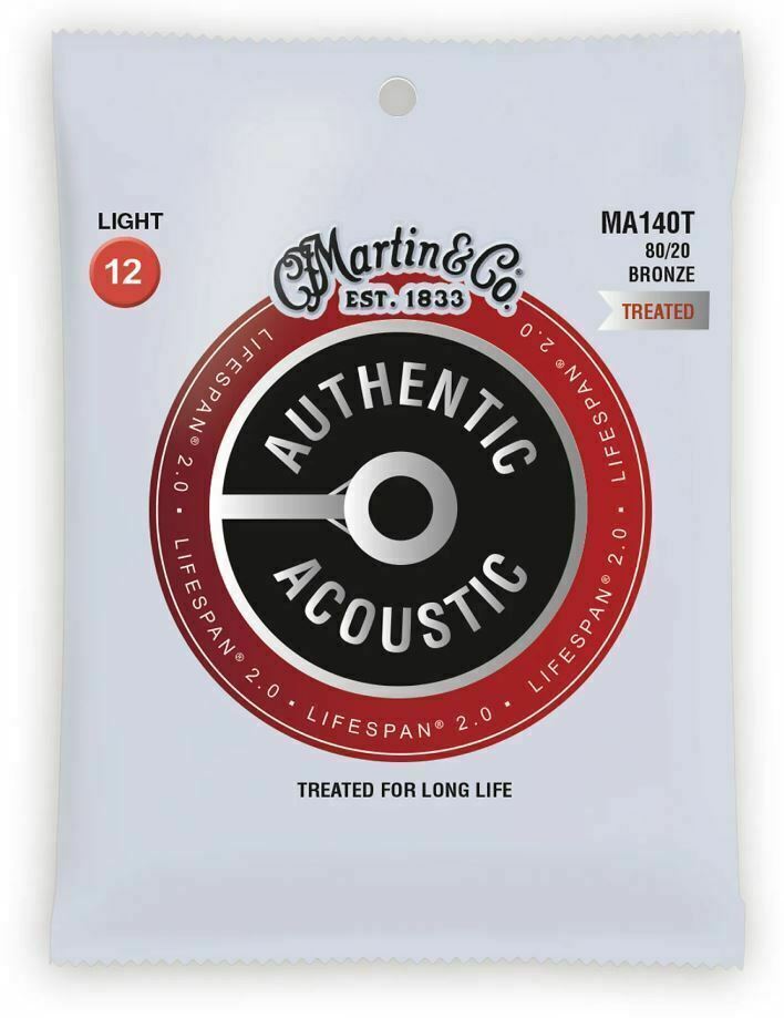 Martin Authentic Acoustic Lifespan Guitar Strings 80/20 Bronze  MA140T .012-.054
