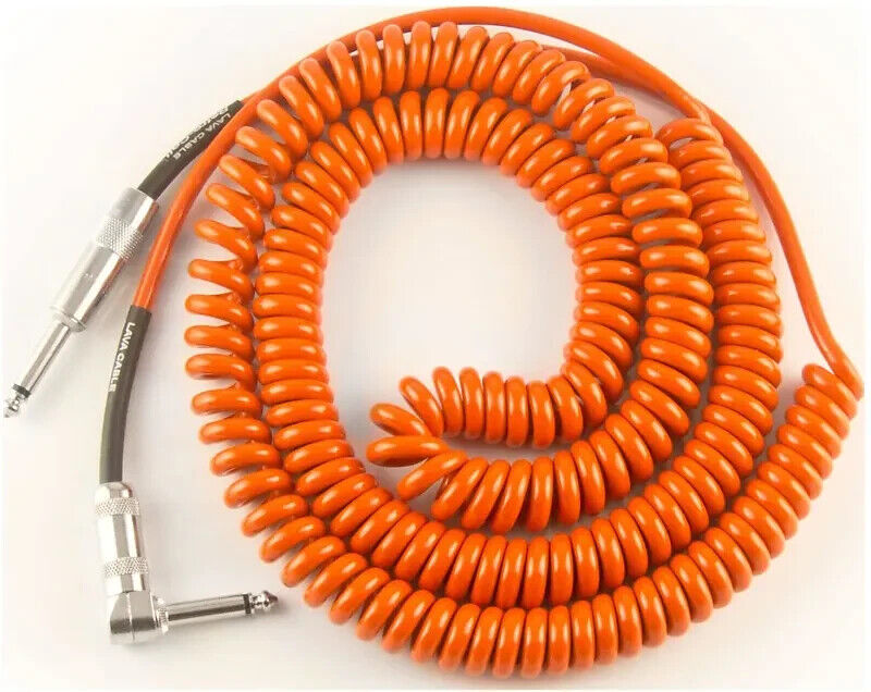 Lava Cable Retro Coil Instrument Cable–Silent Plug-Orange Right Angle - Straight