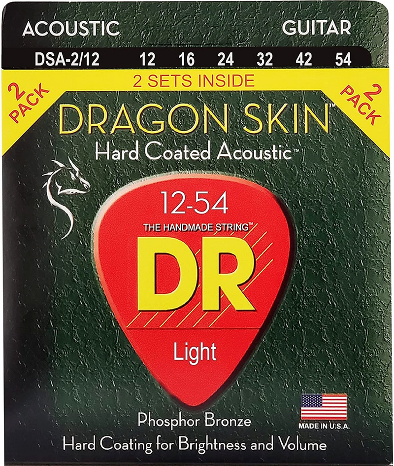 DR Strings Dragon Skin Acoustic Guitar Strings 2 Pack 12-54