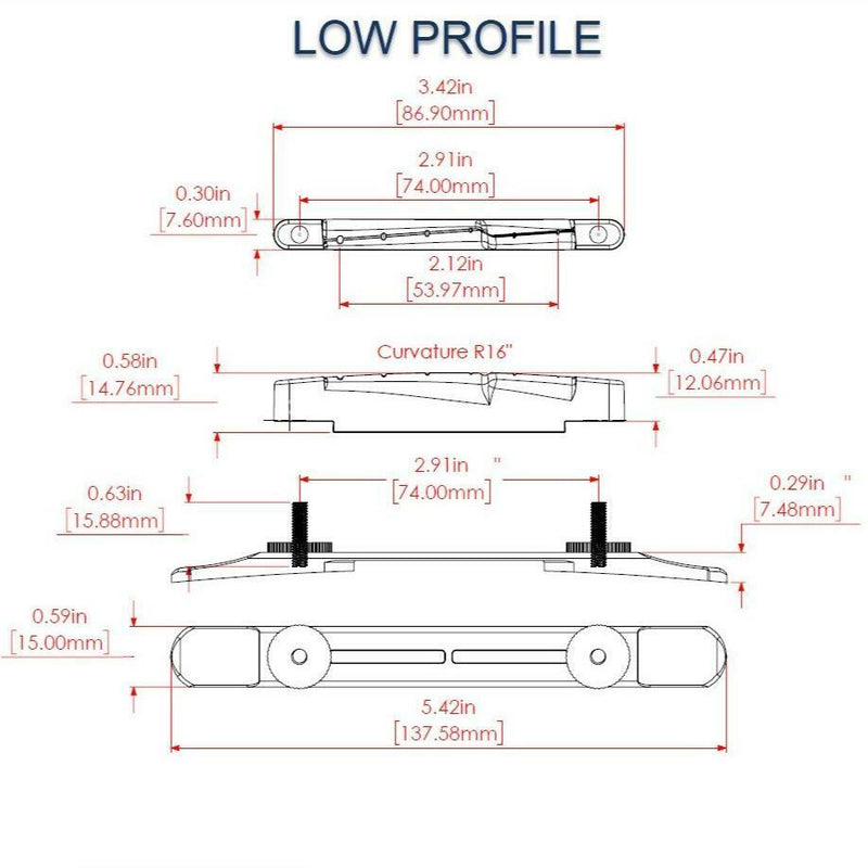 Graph Tech Resomax Archtop Bridge Nickel – Low Profile – PS-7552-NO