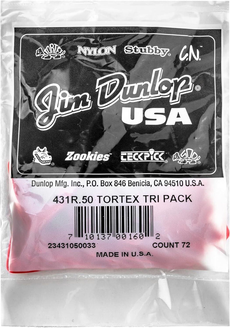 72-Pack of Dunlop Tortex Triangle Picks - .50 mm