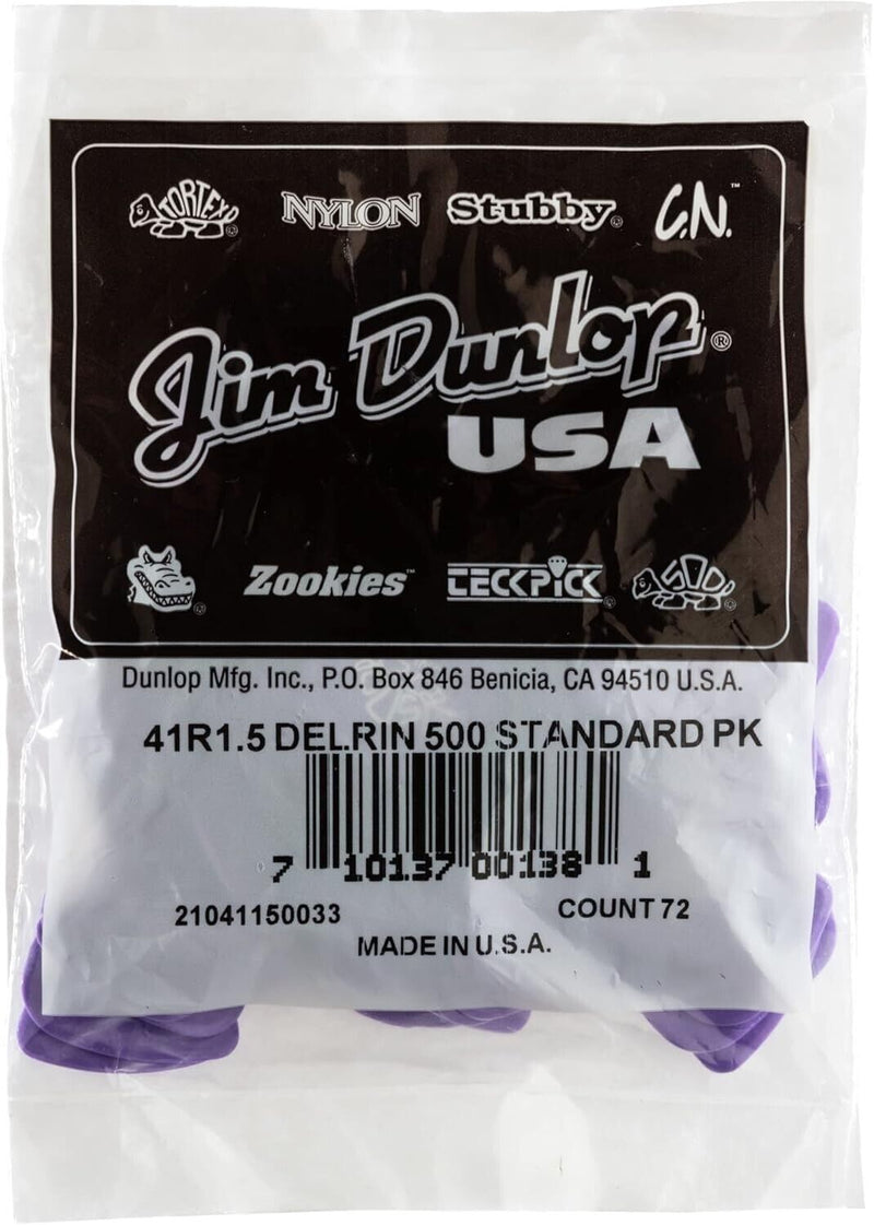 Bag of 72 Dunlop Delrin 500 Picks - 1.5 mm