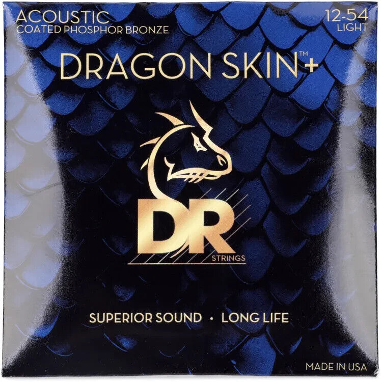 DR Strings Dragon Skin+ Phosphor Bronze Coated Acoustic Guitar Strings - Light