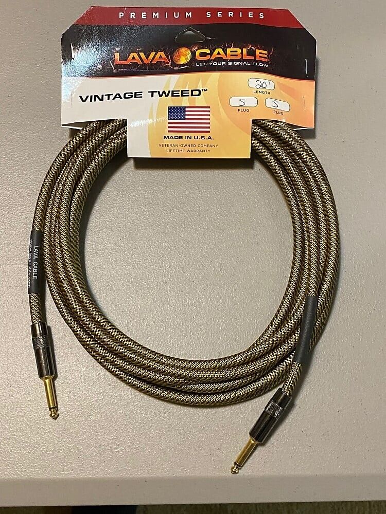 Lava Cable Vintage Tweed Instrument Cable 20' Straight to Straight