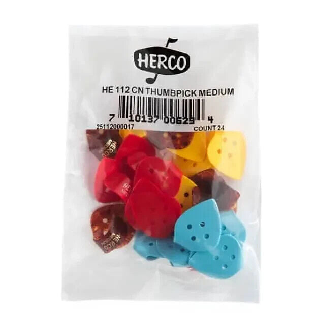 24-Pack of Herco Flat Thumb Picks - Medium HE112