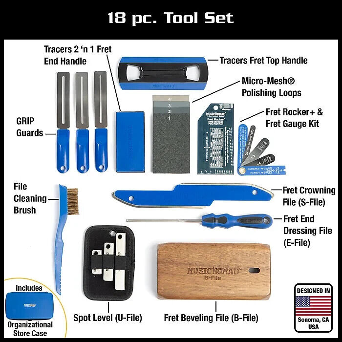 Music Nomad Premium Guitar Tech Fret Tool 18-piece Set MN880