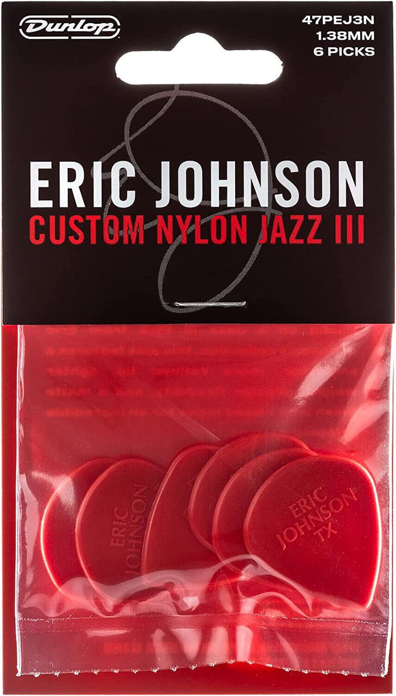 Dunlop Eric Johnson Nylon Jazz III Nylon Guitar Picks 6-Pack Red Matte 1.38mm
