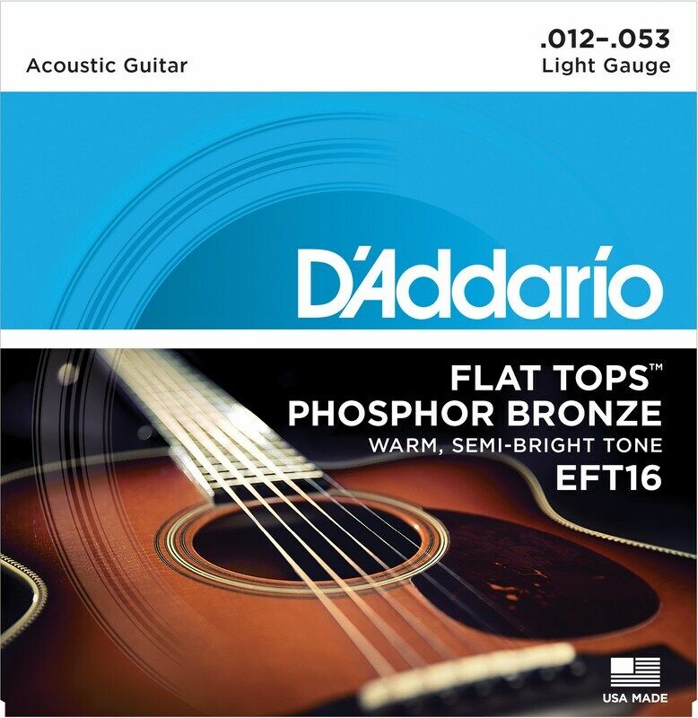 D'Addario EFT Flat Top Phosphor Bronze Acoustic Guitar Strings 12-53