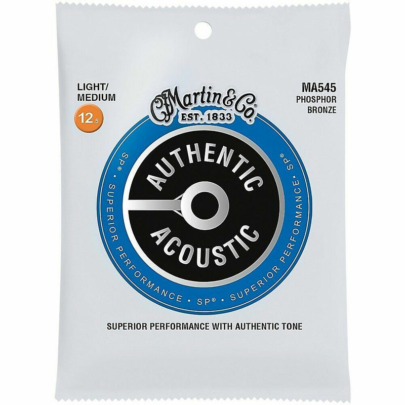 Martin 2 Pack MA545 Authentic Acoustic SP Guitar Strings PB 12.5-55 Light/Med