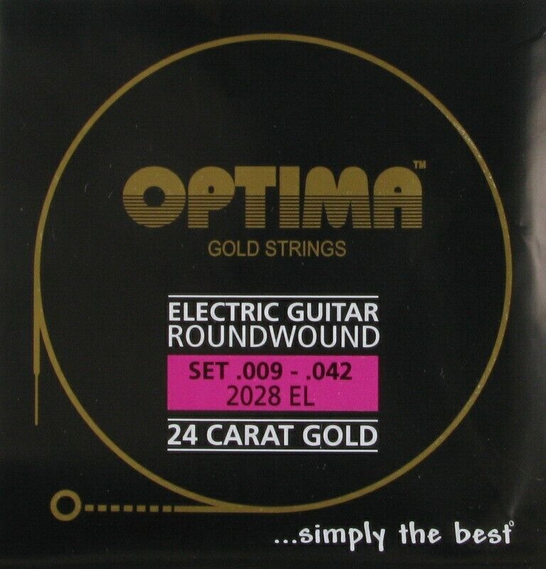 Optima Bow String Optima 24 Karat Gold Electric Guitar Strings 9-42 2028.EL