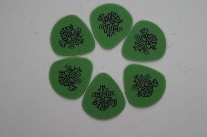 6 Pack of Dunlop Tortex Jazz Round Tip Green M1