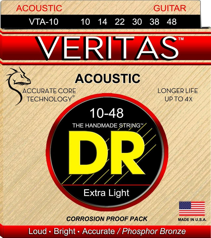 DR Strings Veritas VTA-10 Acoustic Guitar Strings .010 - .048 Extra Light