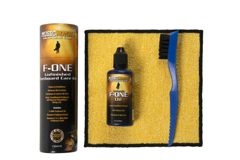 Music Nomad F-One Unfinished Fretboard Care Kit – Oil, Cloth, Brush MN125