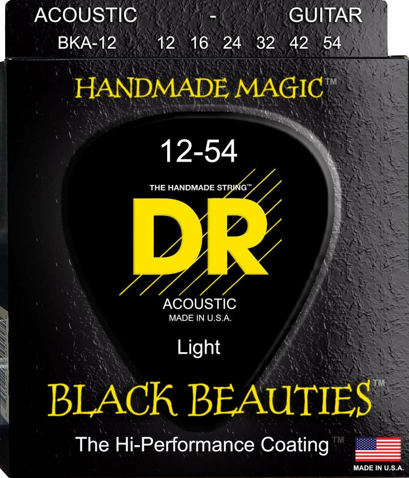 DR Strings Black Beauties Acoustic Guitar Strings Light 12-54