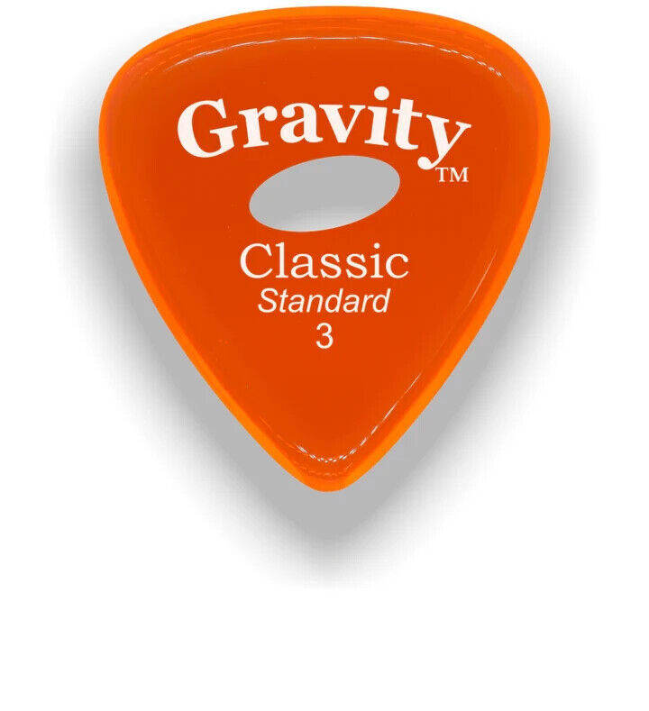 Gravity Classic Standard Master Finish 3.0mm w Single Elipse Hole Guitar Pick