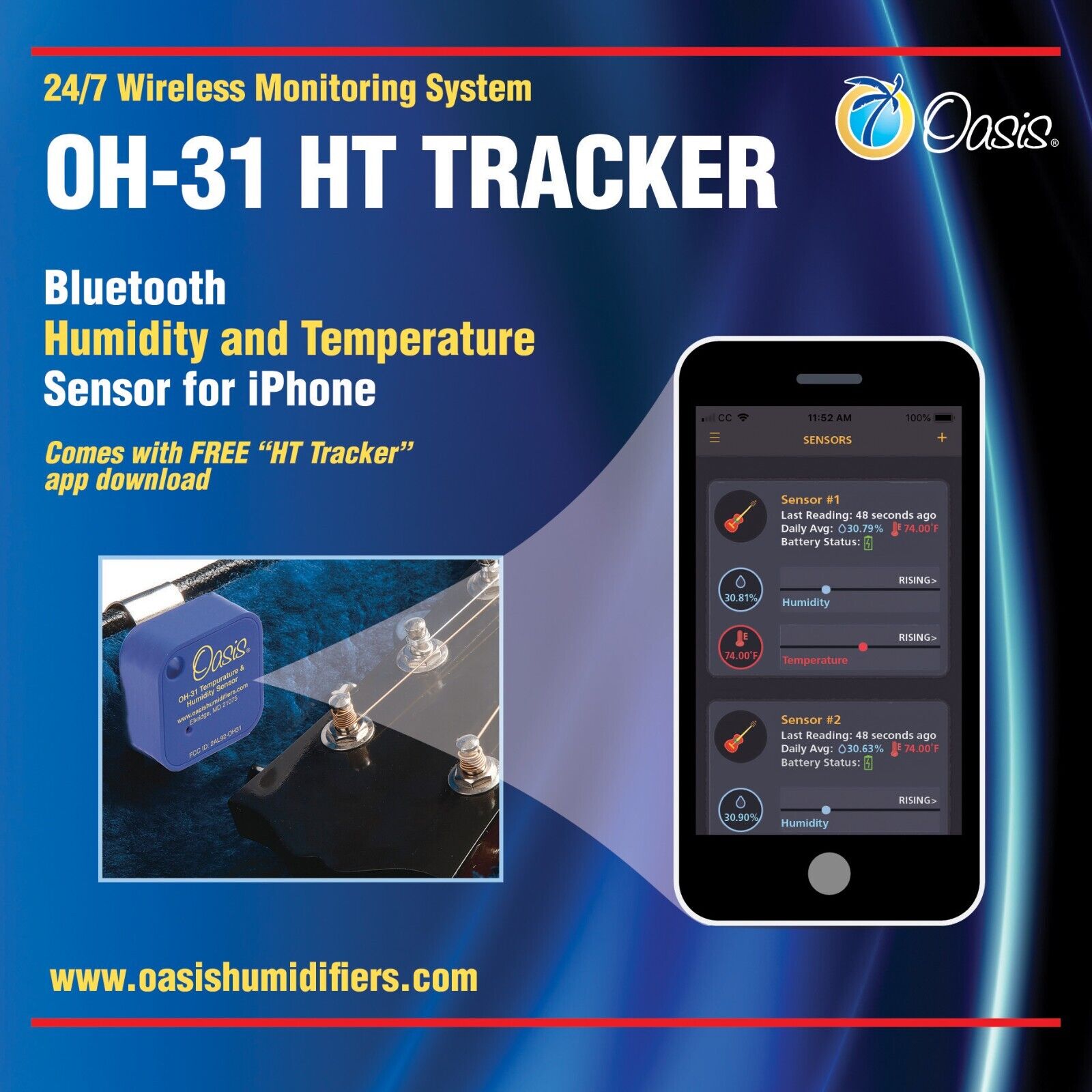 Oasis OH-31 HT Tracker Bluetooth Humidity and Temperature Sensor