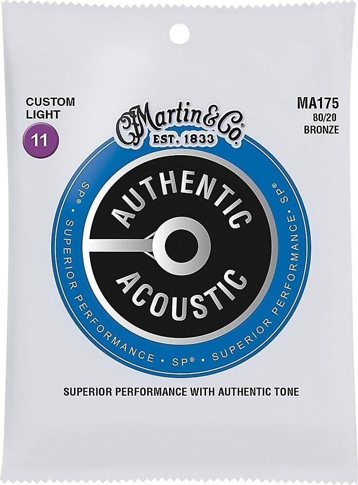 Martin Authentic Acoustic SP Guitar Strings 80/2 Bronze MA175 .011-.052