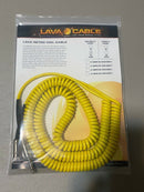 Lava Cable Retro Coil Instrument Cable Yellow Right Angle to Straight – 20ft