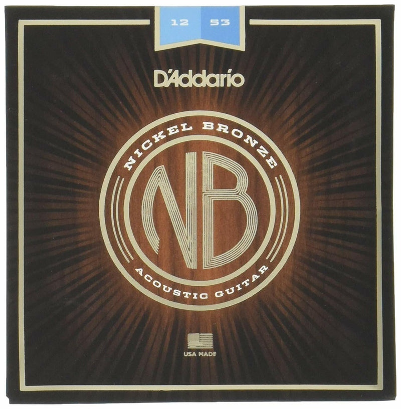 D'Addario Nickel Bronze Light Acoustic Guitar Strings 12-53