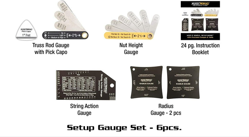 Music Nomad Precision 6 pc. Guitar Setup Gauge Tool Set with Case (MN604)