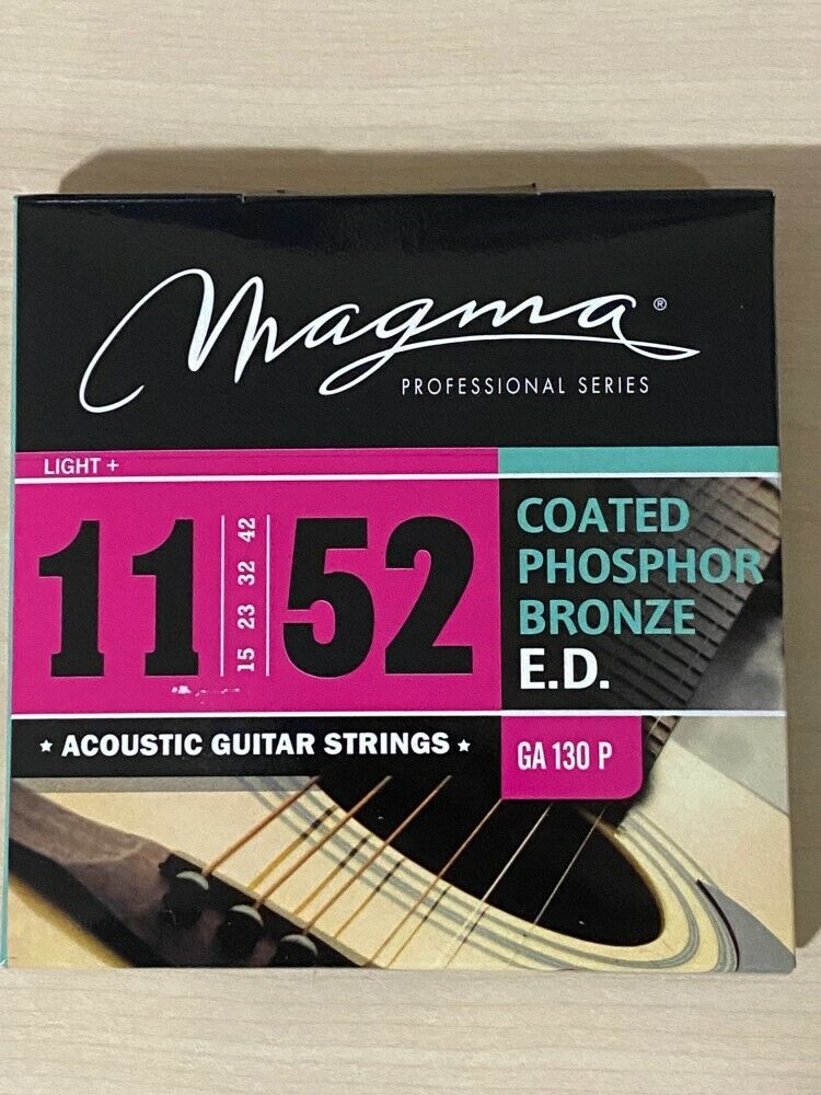 Magma GA130P Coated Phosphor Bronze Acoustic Guitar Strings, Light+ 11-52