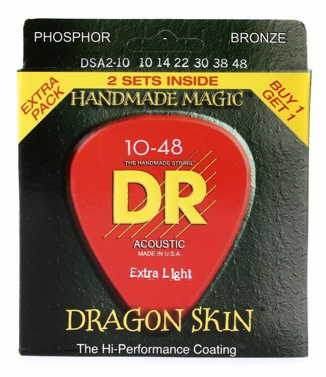 DR Strings Dragon Skin Acoustic Guitar Strings 2 Pack 10-48