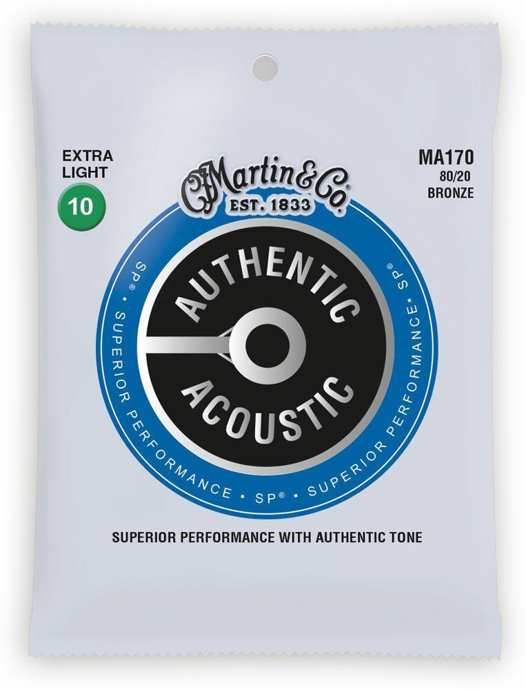 Martin Authentic Acoustic SP Guitar Strings 80/20 Bronze Ex-Lt MA170 .010-.047