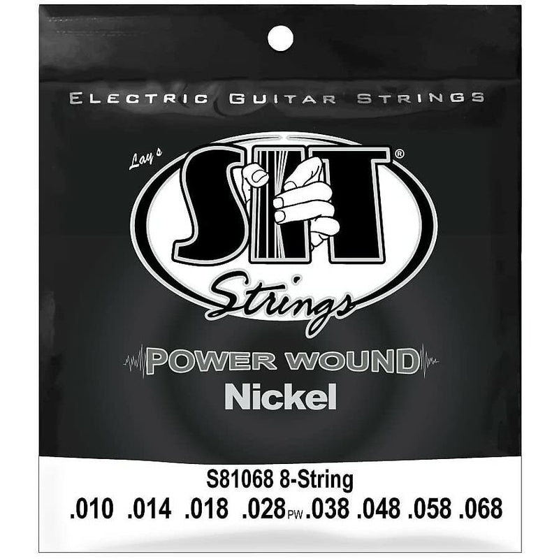 SIT Strings Powerwound 8 String Electric Guitar Strings Light 10 - 68