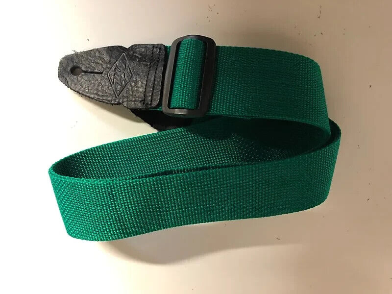 LM Straps PS3E Green 2" Poly Guitar Strap with Leather Ends