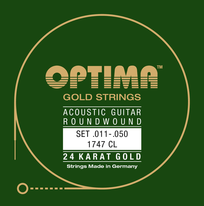 Optima 24K Gold Acoustic Guitar Strings Custom Light 11-50 1747.CL