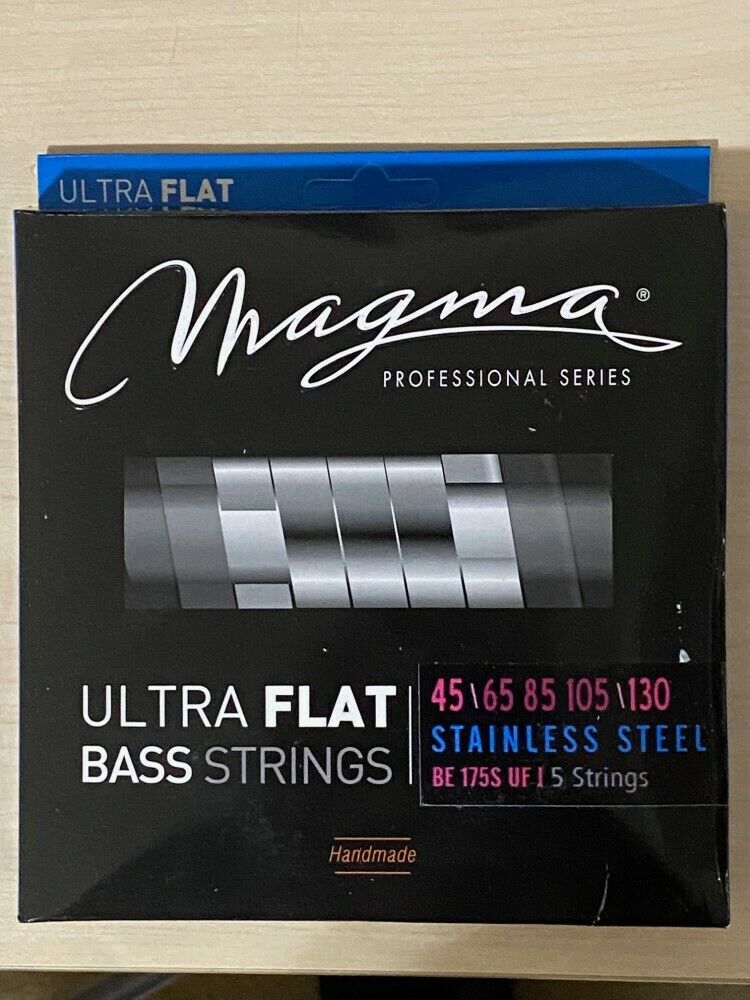 Magma BE175SUF Stainless Steel Ultra Flat 5 String Bass, Medium 45-130
