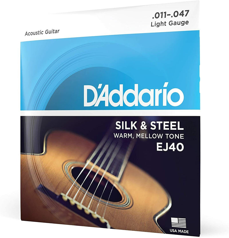D'Addario EJ40 Silk and Steel Folk Acoustic Guitar Strings - Light Gauge 11-47