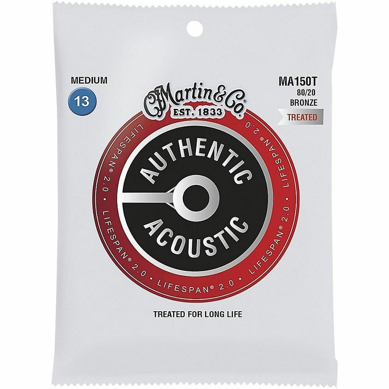 Martin Authentic Acoustic Lifespan Guitar Strings 80/20 Bronze  MA150T .013-.056