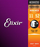 Elixir 16027 Nanoweb Phosphor Bronze Acoustic Guitar Strings .011-.052 Custom Lt