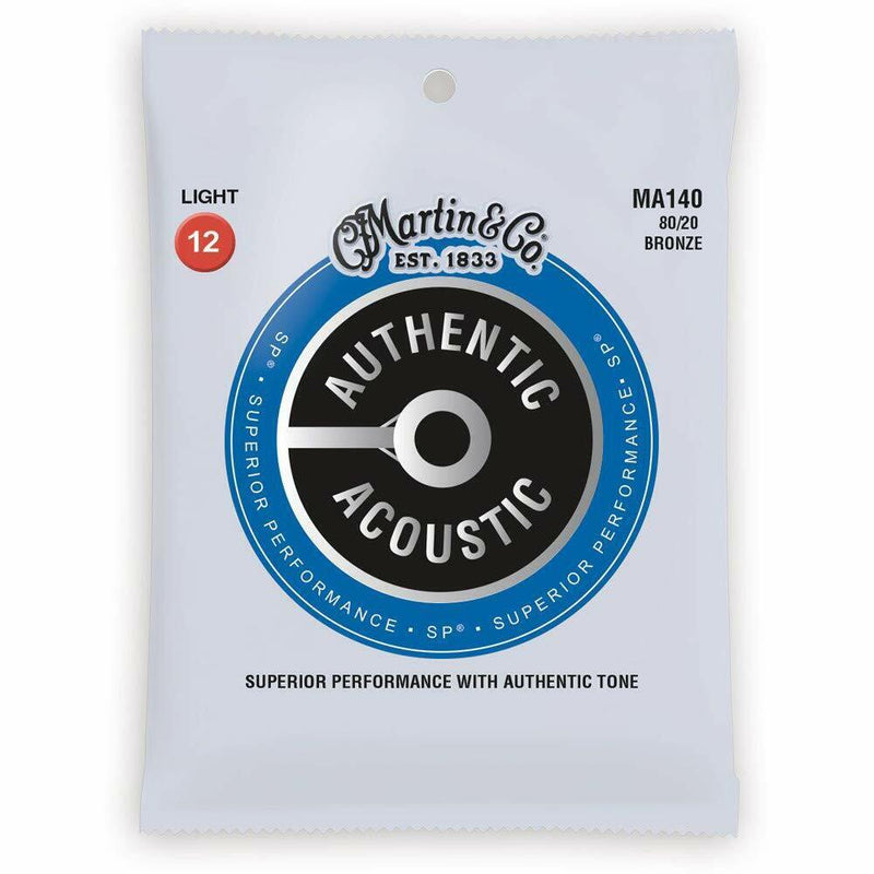 Martin Authentic Acoustic SP Guitar Strings 80/20 Bronze Light MA140 .012-.054