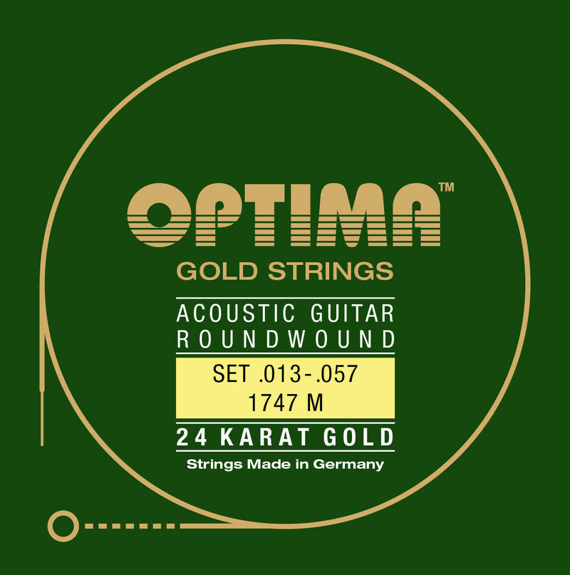 Optima 24K Gold Acoustic Guitar Strings Medium 13-57 1747.M