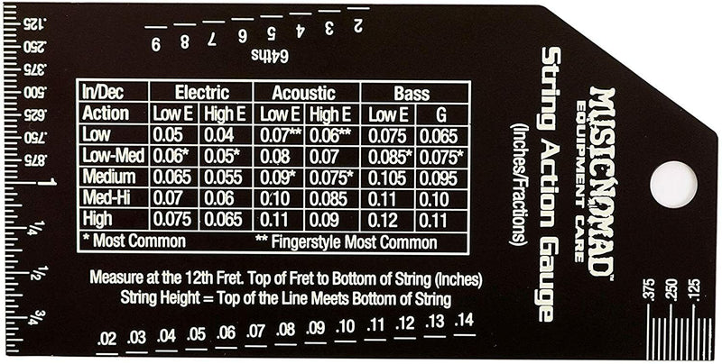 Music Nomad Precision Action Gauge Ruler for String Ht-Metric, SAE, 64ths(MN602)
