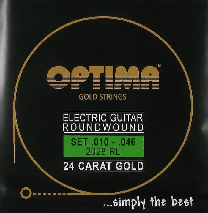 Optima Cordes De Guitare Électrique Gold Strings Round Wound Set 2028 EL - Plaqué Or 24K