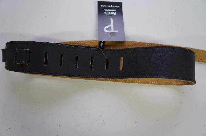 Perris Leather 2" Leather Guitar Strap Black with Stitching P20DX-2036