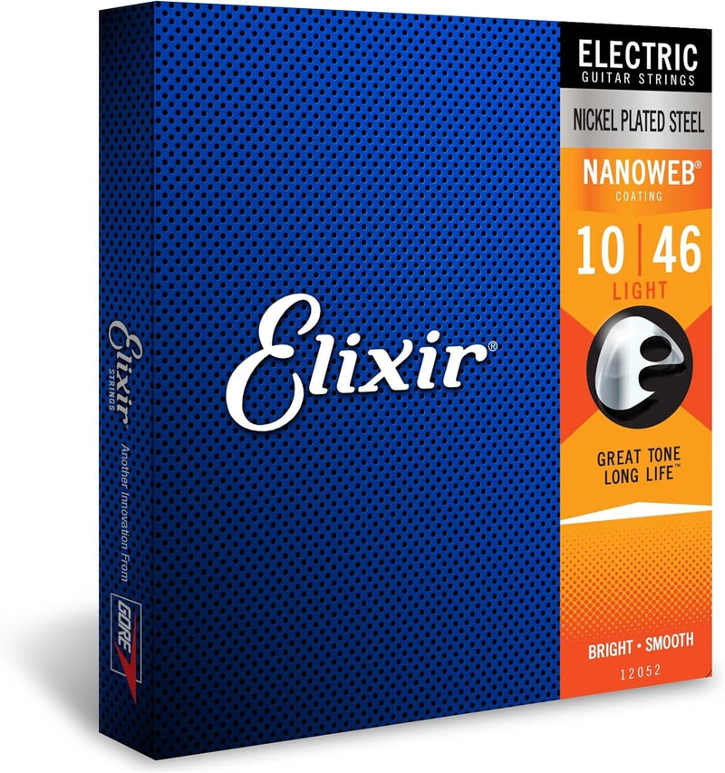 Elixir 12052 Nanoweb Nickel Electric Guitar Strings,  Light 10-46