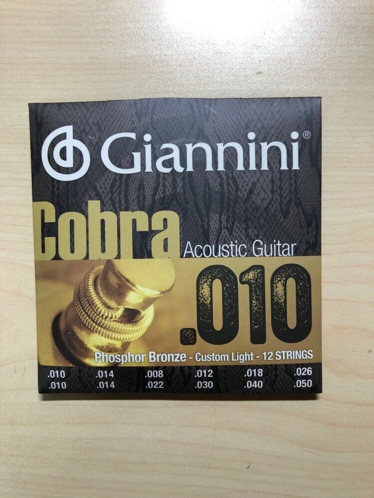 Giannini Cobra Series Phosphor Bronze 12 StringAcoustic Guitar Strings .010-.050