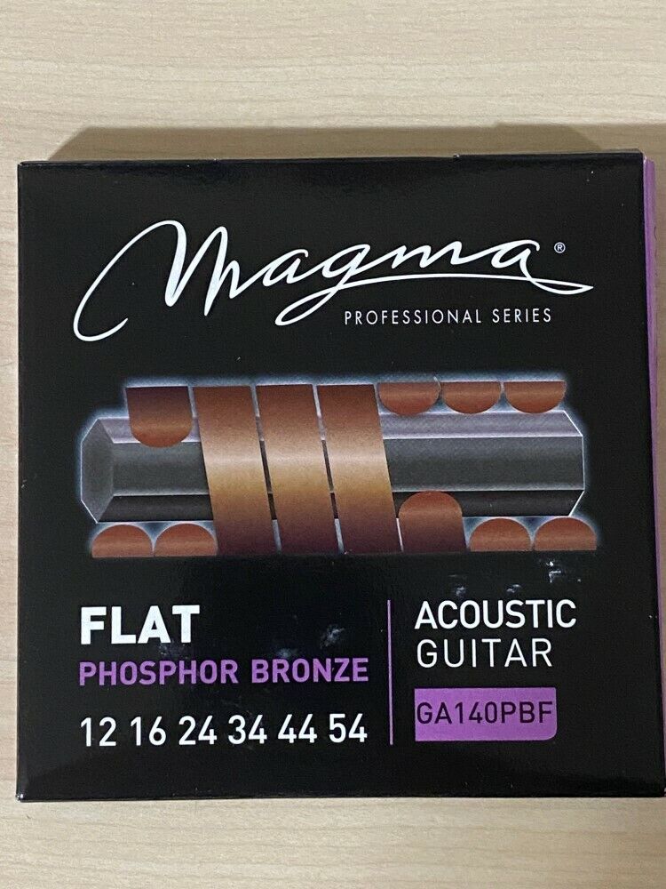 Magma GA140PBF Flat Phosphor Bronze Acoustic Guitar Strings, Medium 12-54
