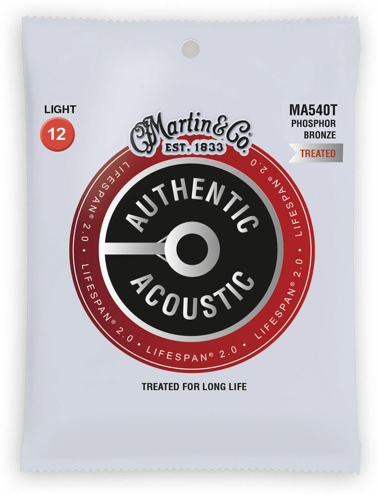 Martin Authentic Acoustic Lifespan Guitar Strings Phosp Bronze  MA540T .012-.054
